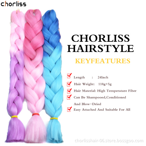 Wholesale Price Purple New Fashion Style Passion  Synthetic Braiding Hair Extensions Crochet Jumbo Braids Hair Bundles